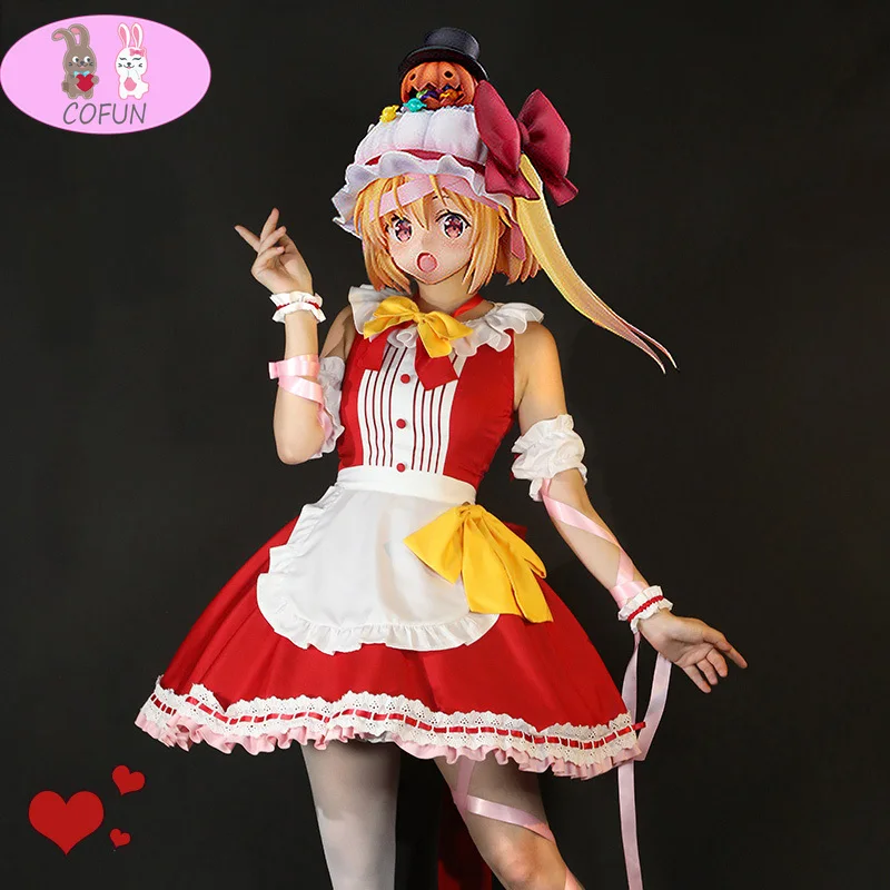 

Anime Touhou Project Flandre Scarlet Cosplay Costume Women Cute Maid Dress Halloween Uniform Party Role Play Outfit Custom Made