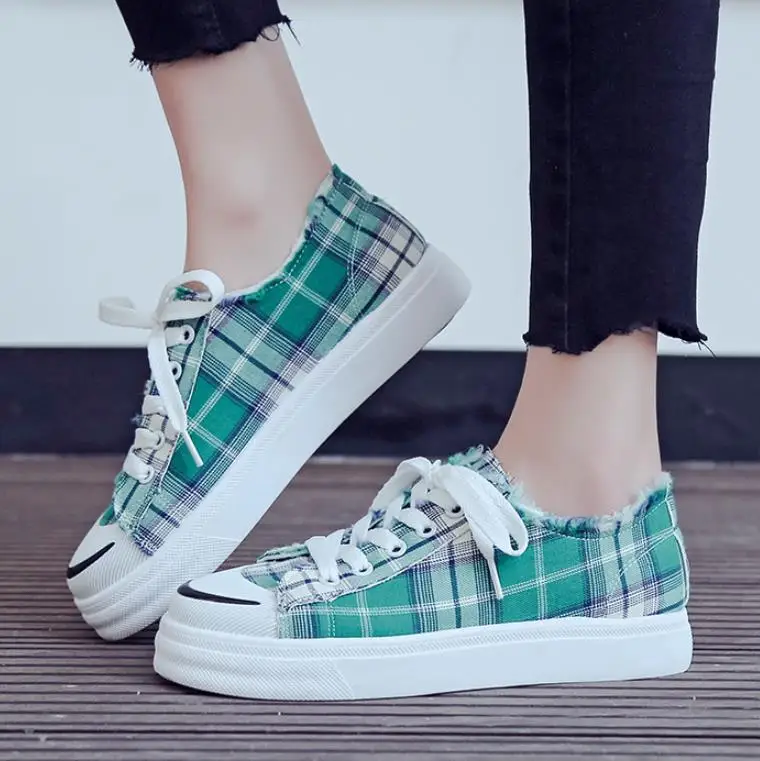 Женская обувь в клетку европейском и американском стиле Популярная повседневная