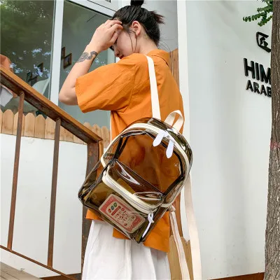 

bags for women 2020 Transparent pvc ins wind backpack Korean soft girl girl color wild candy pain bag student backpack schoolbag