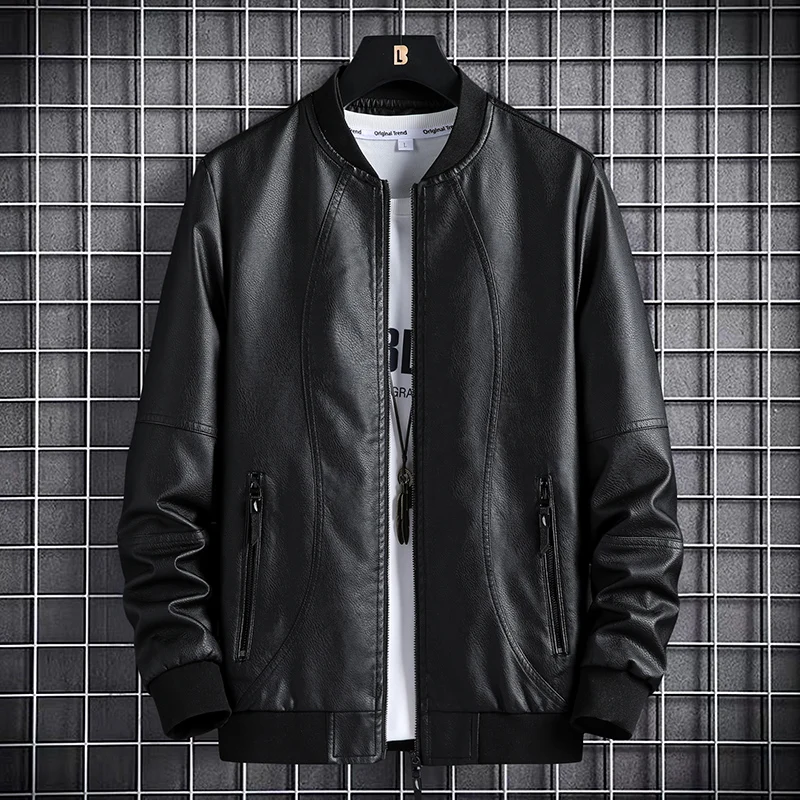 

Leather Rider PU Jacket Men Casual Outwear Coat Windbreaker Motorcycle Leather Jackets Male Large Size 4XL 5XL Drop Shipping