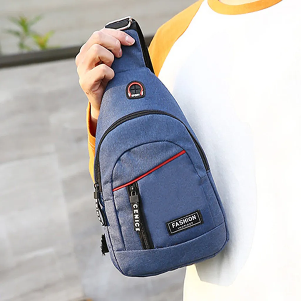 Поясная Сумка мессенджер с Usb зарядкой водонепроницаемая нагрудная из ткани