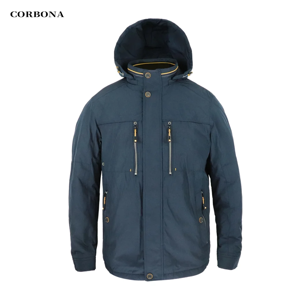 CORBONA New Style Oversize Autumn Cotton Jacket Weatherproof Business Casual Men Winter Coat Outdoor Detachable Hat Parka 2022