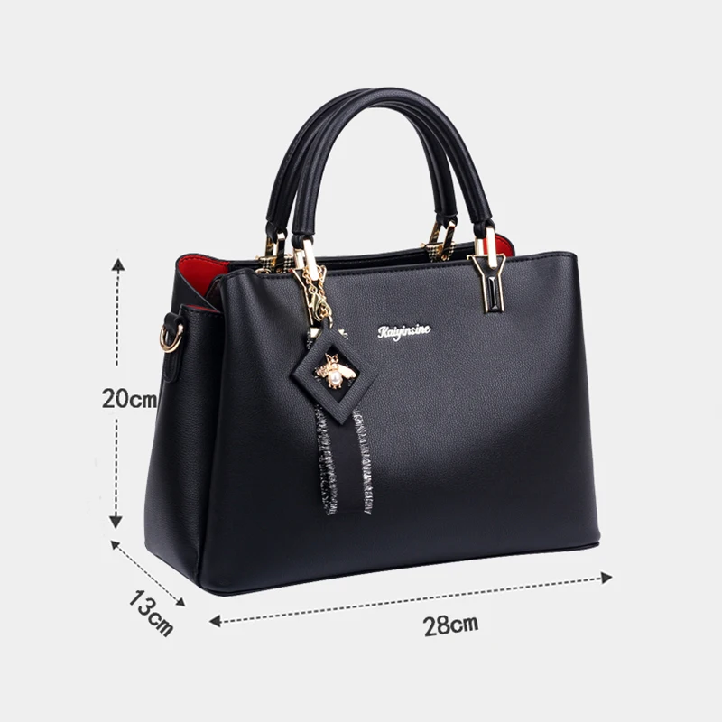 

Bee Pendant PU Leather Bucket Bags For Women 2021 Small Shoulder Messenger Bag Lady Fashion Handbags Luxury Totes