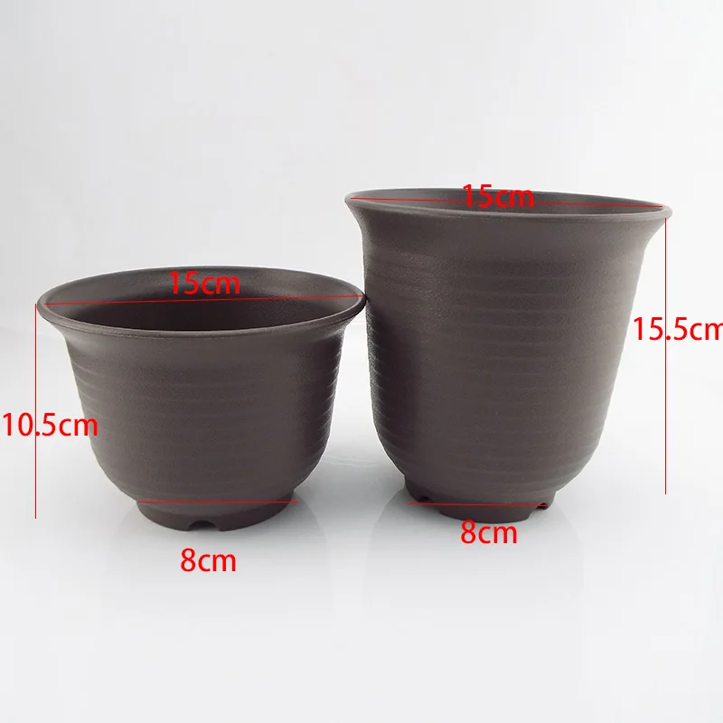 

15cm Plastic Flower Pot Succulent Plant Nursery Pots Garden Grow Veg Planter Home Tool Pot Tray Flowerpot for Bonsai Herb