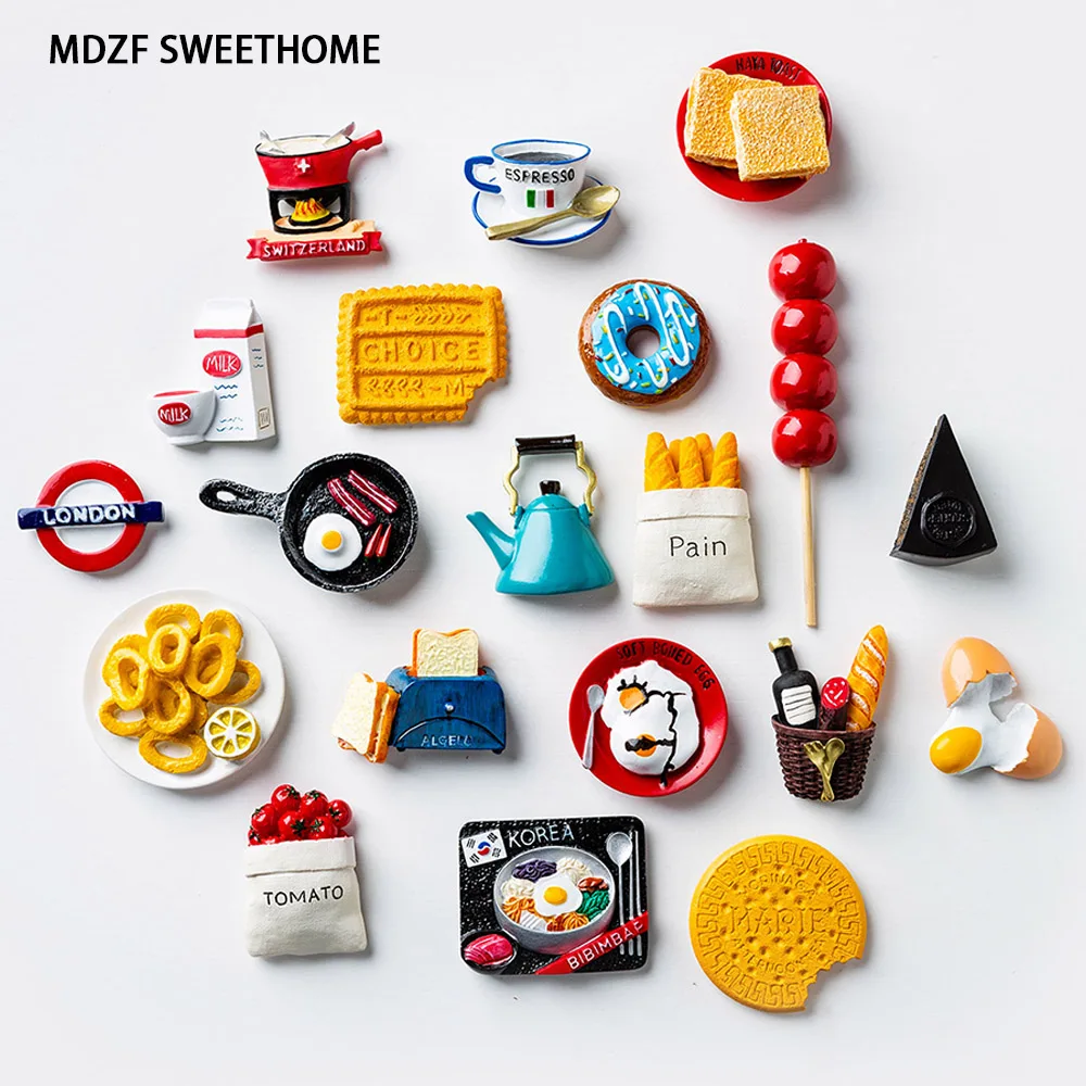 

3D резиновые Мультяшные магниты на холодильник MDZF SWEETHOME, хлебные пончики стикер сообщений с открывалкой для бутылок, Кухонное украшение