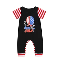opperiaya baby summer casual short sleeve cotton striped jumpsuit fashion independence day printing round neck romper