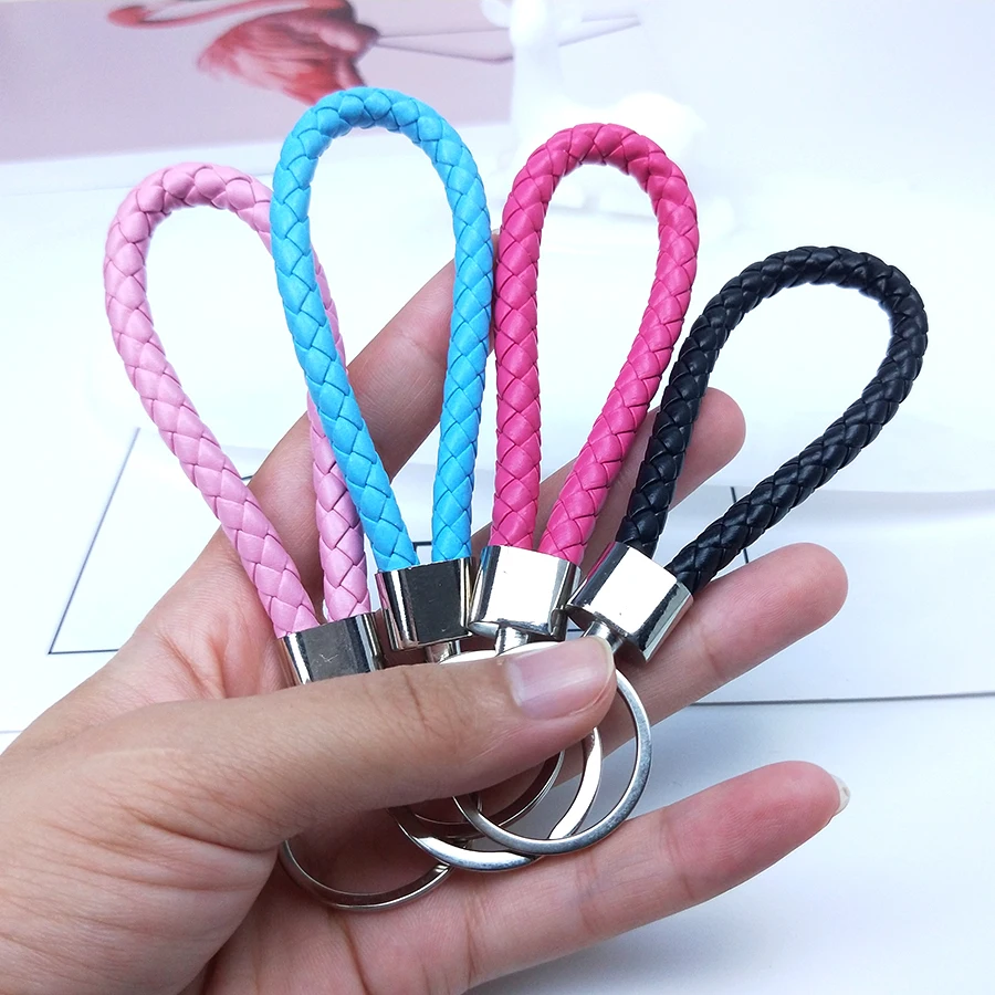 Ручной работы из искусственной кожи ремень брелки переплетения веревка Для