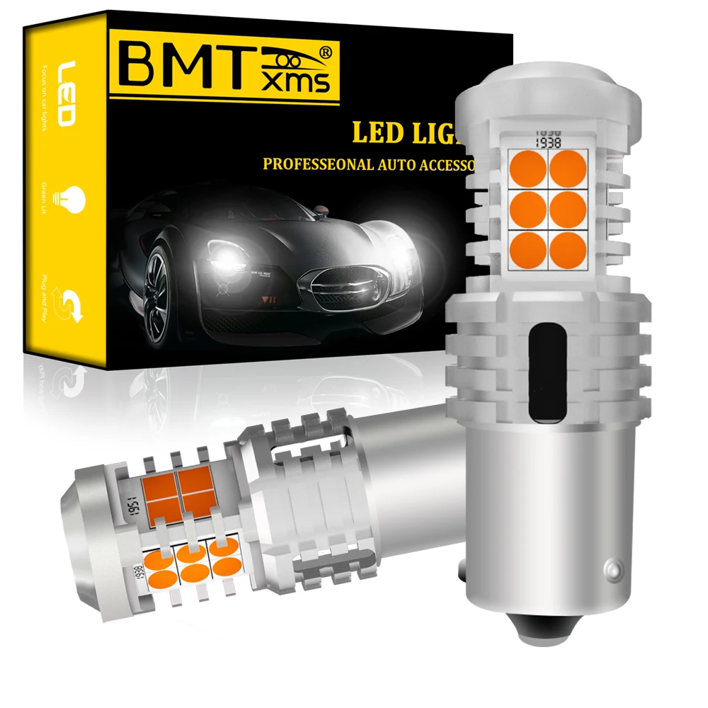

BMTxms 2Pcs WY21W LED Canbus Light Bulbs No Hyper Flash T20 W21W 1156 BA15S 7440 7743 1157 3157 Car Turn Signal Lights Amber