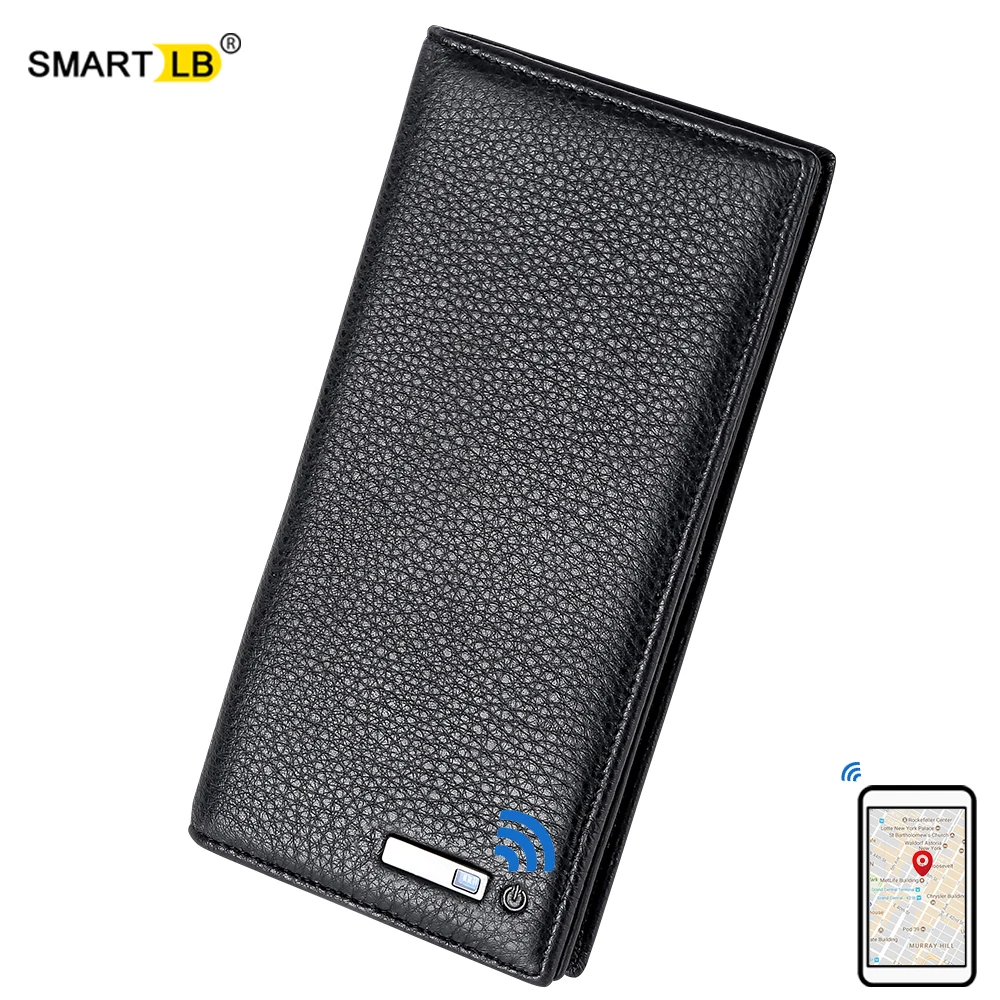 Bluetooth Men Wallets Genuine leather Wallet Coin Pocket Long Purse Passport Cover For Card Holder Purse Clutch Wallets