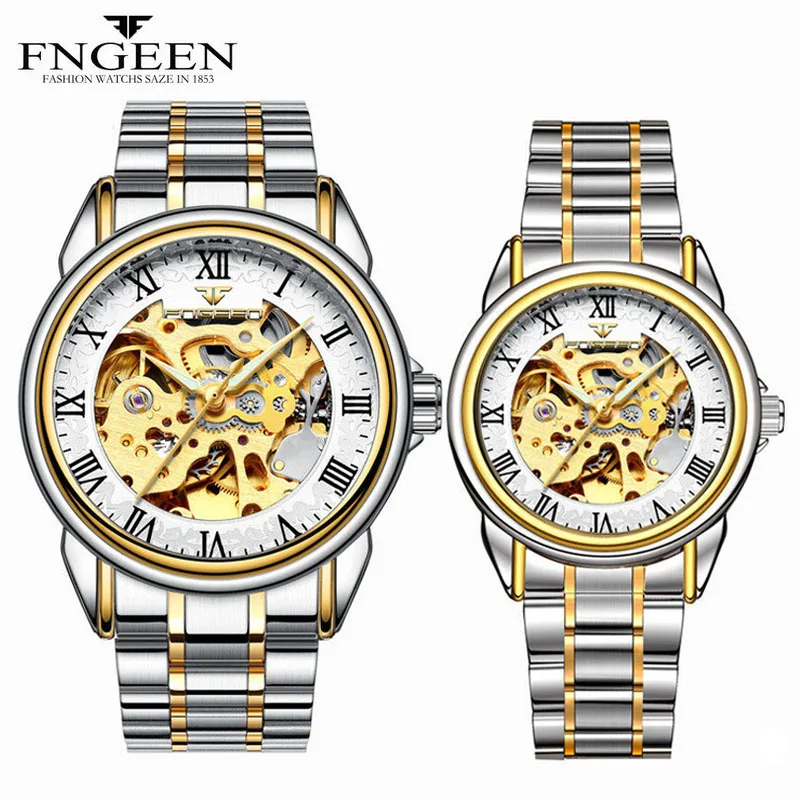 Mechanical Watches for Men and Women Paired Couple Wrist Steel Waterproof Skeleton Self Wind Automatic Watch Lovers | Наручные часы