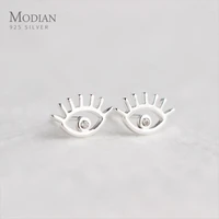 modian silver 925 jewelry simple cute eyes stud earrings for women 925 sterling silver pins mode fashion female oreilles