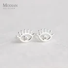 Modian серебро 925 ювелирные изделия простые милые глаза, серьги со шпилькой, для женщин, 925 стерлингового серебра шпильки режим Модные женские Oreilles