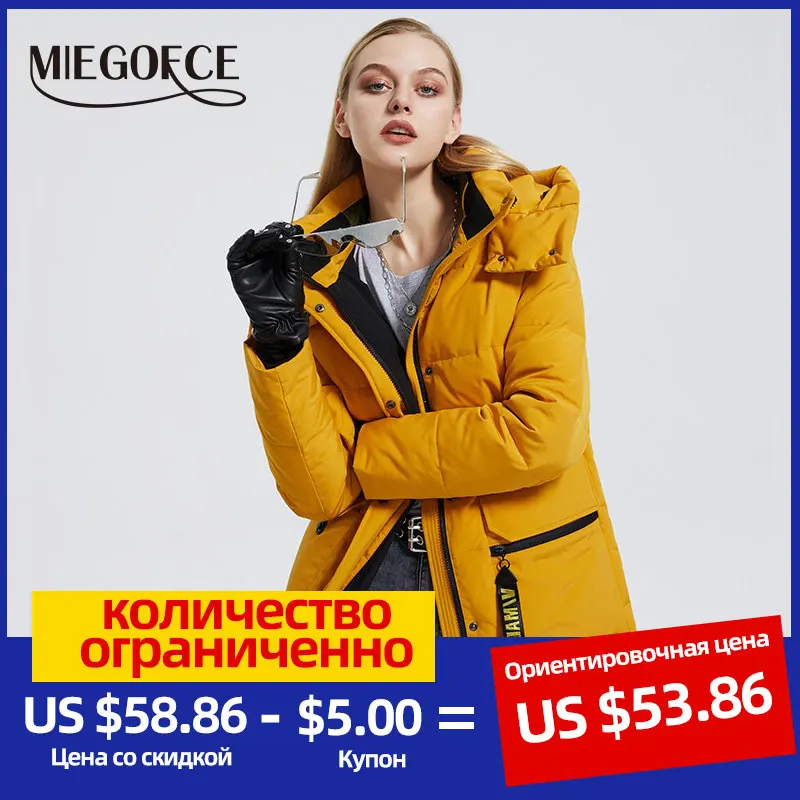 MIEGOFCE 2020 Зимняя новое женское хлопковое пальто трикотажное декольте