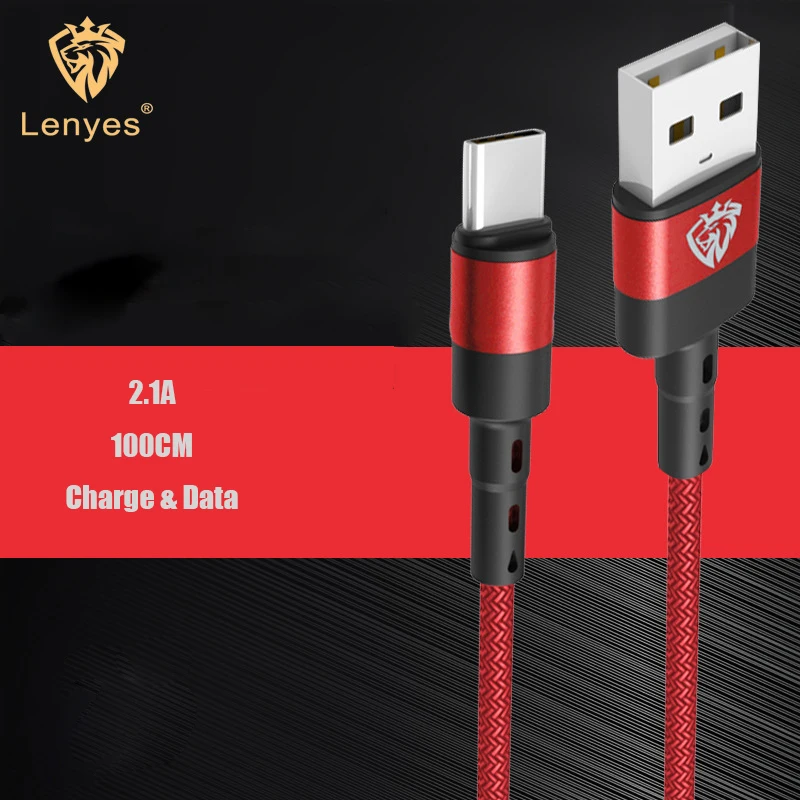 Lenyes 2.1A прочные нейлоновые кабели для всех Android iOS сплав Micro USB 100 см внешний