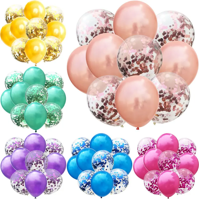 

10pcs/lot 12inch Latex Balloon and Colored Confetti Birthday Party Decorations Mix Roses Wedding Decoration Party Helium Balloon