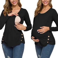 womens maternity clothes long sleeve side button tunic nursing tops for breastfeeding pregnancy clothing top %d0%b4%d0%bb%d1%8f %d0%b1%d0%b5%d1%80%d0%b5%d0%bc%d0%b5%d0%bd%d0%bd%d1%8b%d1%85