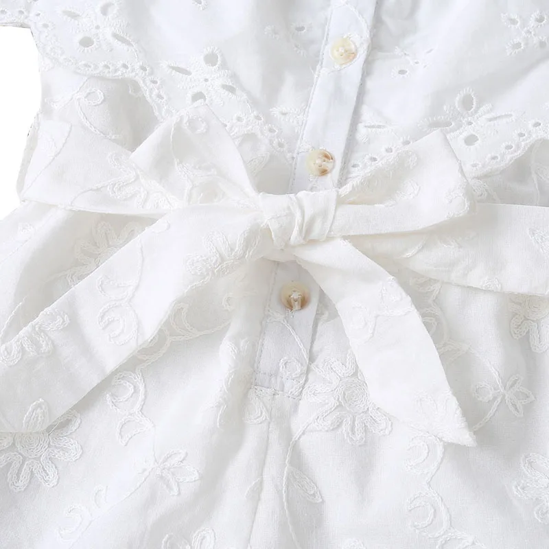 Белый комбинезон с цветочным рисунком для маленьких девочек детские вечерние