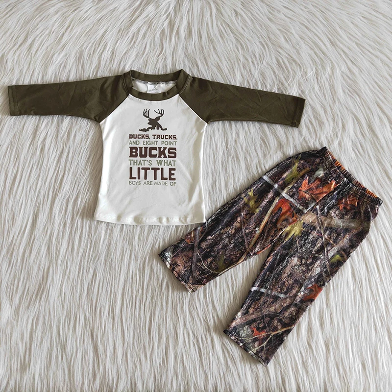 

fall boy camo deer children outfits fashionable leaves outfit long sleeve raglan pants toddler clothing baby girls clothes sets