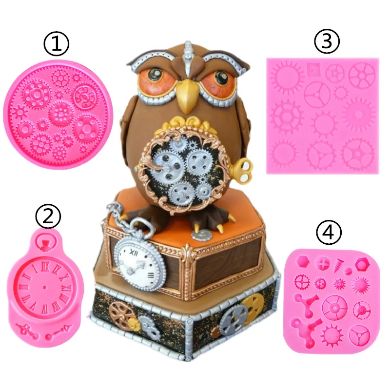 

Steampunk Gear Clock Silicone Mold Cupcake Fondant Cake Decorating Tool Cookie Baking Polymer Clay Candy Chocolate Gumpaste Mold