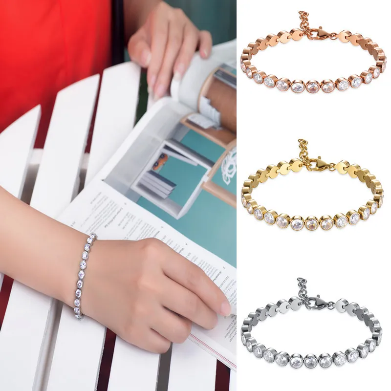 

2022 European and American Winter Limited Jewelry Stainless Steel Zircon Bracelet Jewelry Buckle Adjustable Stone Bracelet