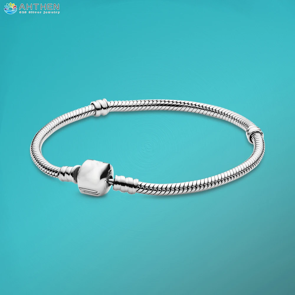 

Ahthen 925 Sterling Silver Bracelet Moments Snake Chain Bracelet Friendship Bangles for Women Jewelry Making Girl Birthday Gift