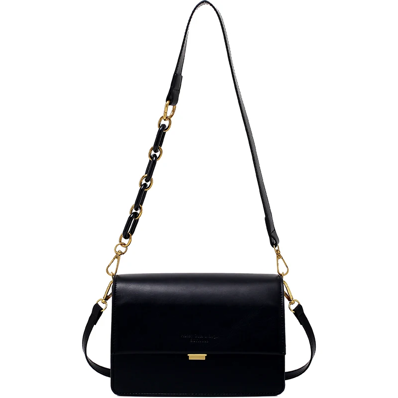 

Chain Design Messenger Bag For Women 2021 Fashion Trend PU Leather Shoulder Bag Luxury Brand Handbag Buckle Travel Flap Sac