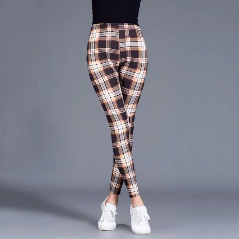 

NDUCJSI Plaid Print Workout Legging Woman Causal Fitness Fashion Sexy Leggins Sporting High Wast Elasticity Pants