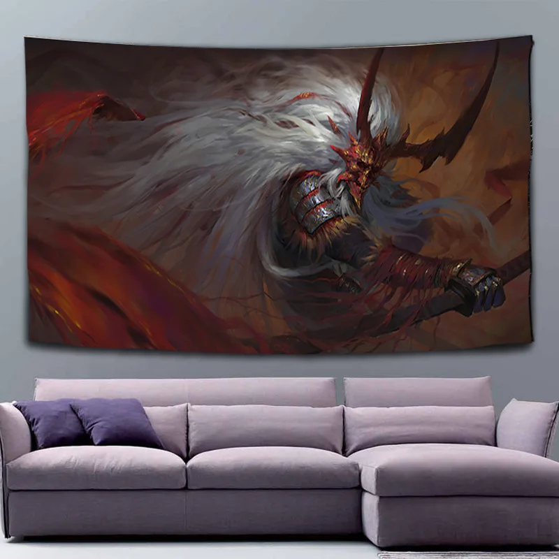 

Japanese Samurai Tapestry Wall Hanging Wall Decor Tapestries Bedroom Living Room Blanket Beach Mat Decorative Mural Tapices