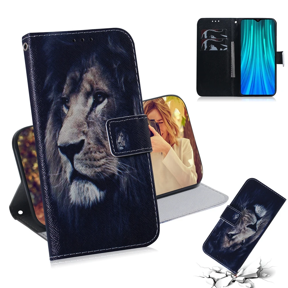 Кожаный чехол Xiaomi Redmi Note 8 Pro, чехол для Etui Redmi Note 8, флип-чехол, Роскошный кошелек с животными, чехол на магните для телефона, Fundas