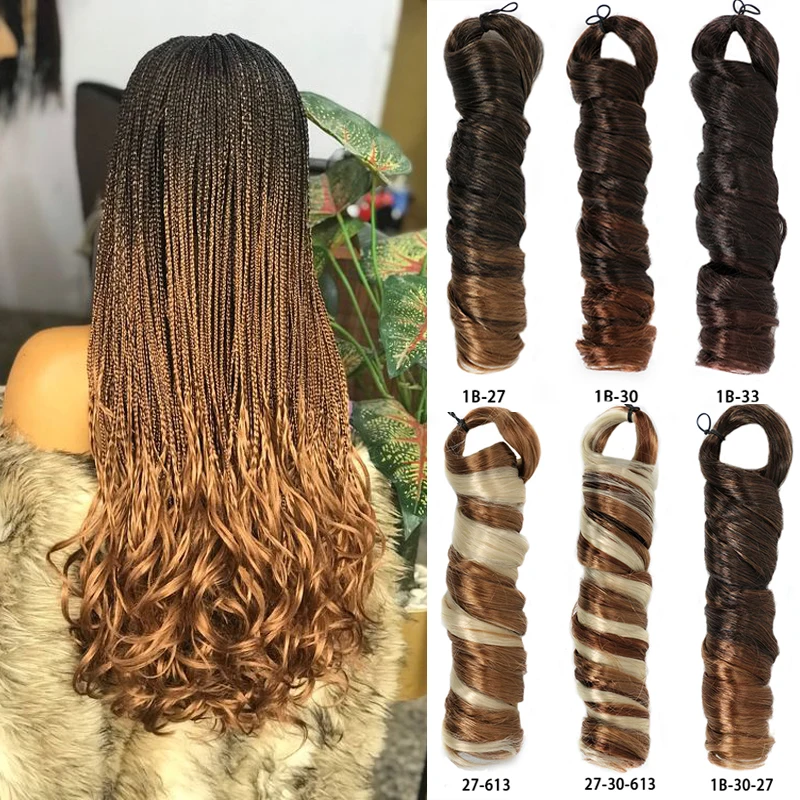 

Synthetic 24inch Loose Wave Spiral Curl Braid Hair Ombre Pre Stretched Crochet Braiding Hair For Women Extensions French Curls