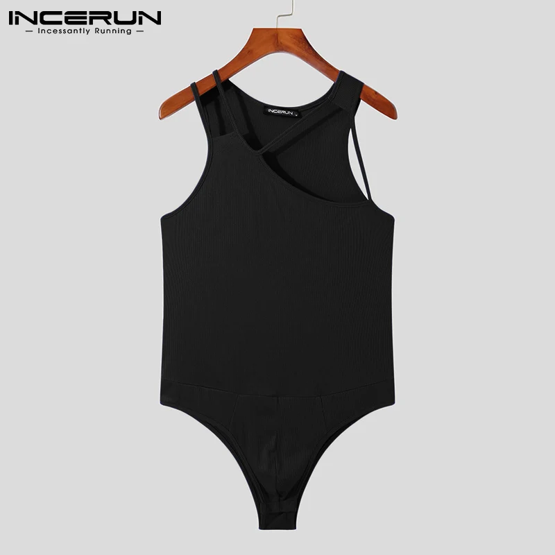 

INCERUN Comfortable Loungewear Men's Onesies Sleeveless Singlet Underwear Male All-match Simple Solid Color Jumpsuits S-5XL 2022
