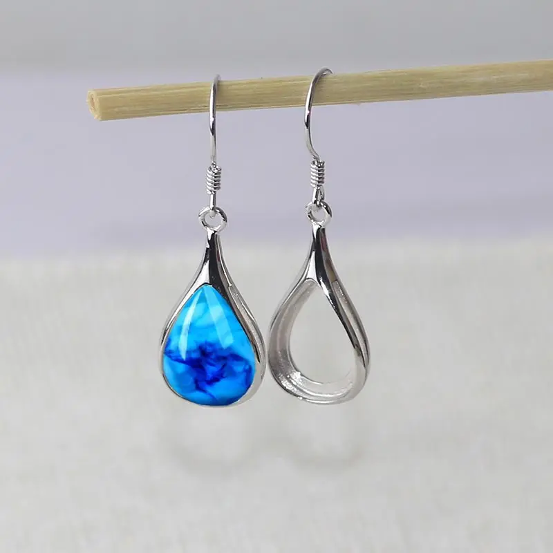 

Подвеска для серег, из серебра 925 пробы, покрытая белым золотом, не инкрустированная, 10 х14 мм