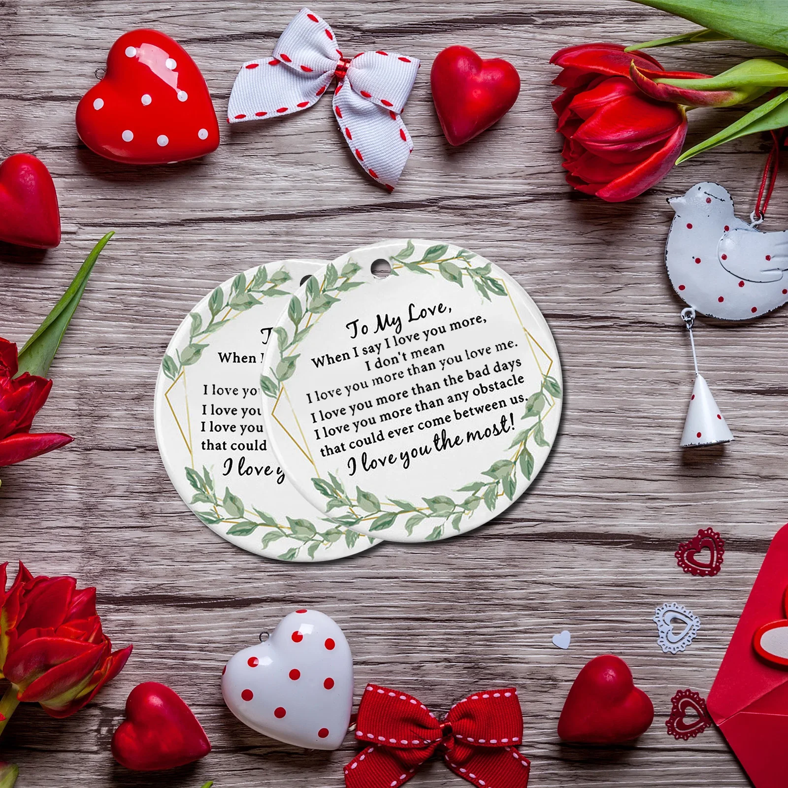 

Valentine's Day Christmas Wooden Round Acrylic Pendant Decoration Wedding Pendant Couple Pendant Gift For Home