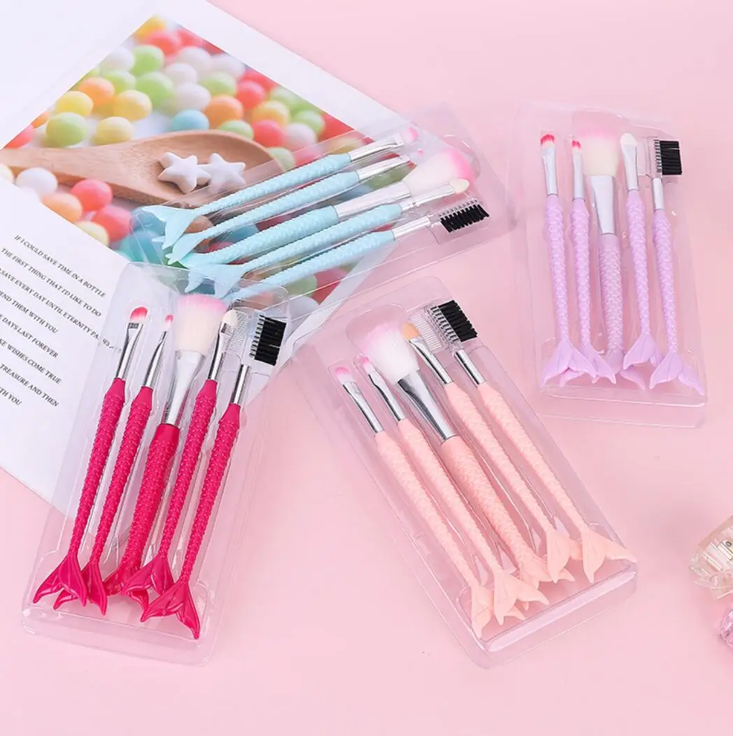

5Pcs Mermaid Tail Makeup Brush Set Eye Makeup Brush Foundation Brush Beauty Tool