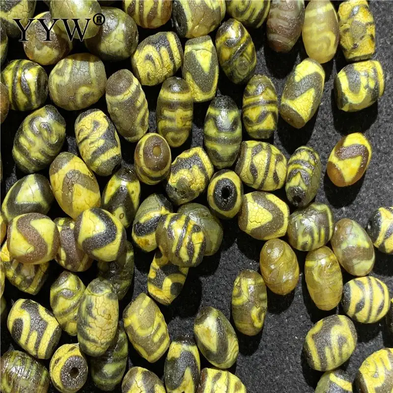 100pcs/Lot 10x20mm Natural Tibetan Agates Dzi Beads Yellow Color For Jewelry Making Handmade Diy Bracelet Necklace Wholesale