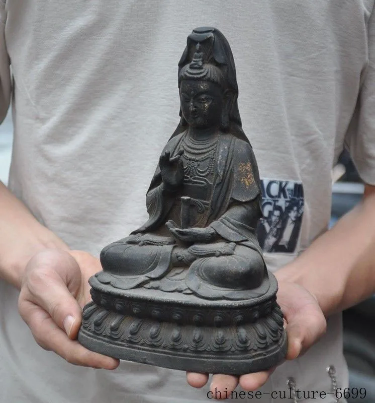 

Christmas Chinese Buddhism bronze Gilt Kwan-Yin Guanyin Bodhisattva goddess Buddha statue Halloween