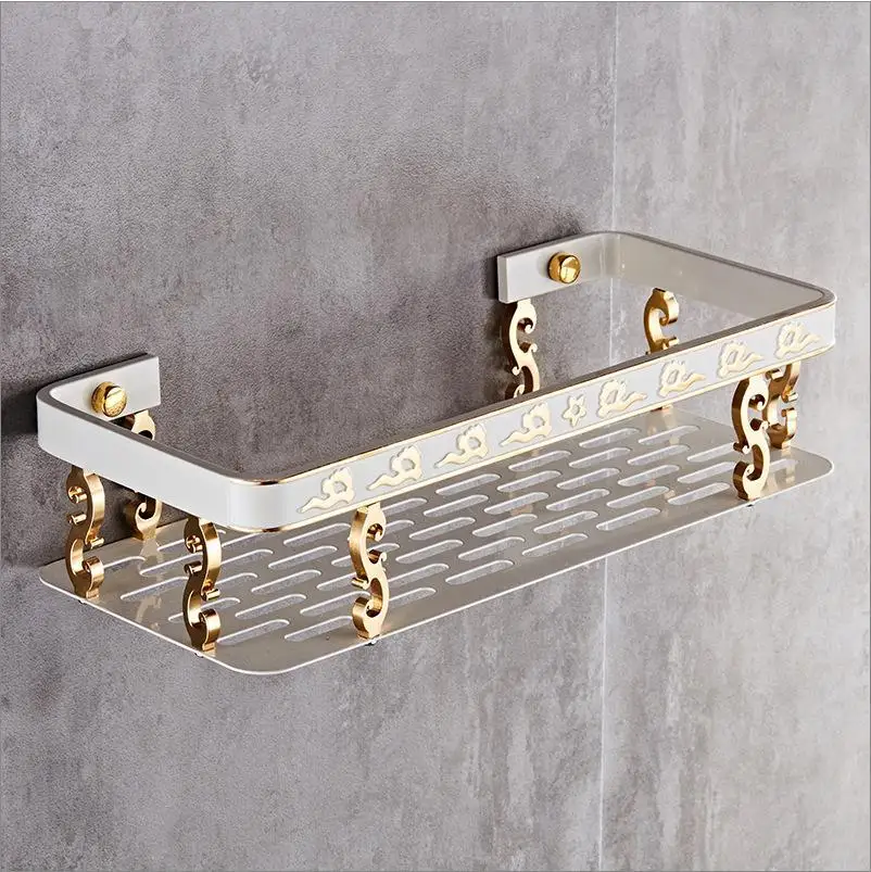 

Bathroom Shelf Corner Basket Gold Shower Caddy for Shampoo Soap Hair Dryer Holder Triangle Shelves Wall Mounted banheiro etagere
