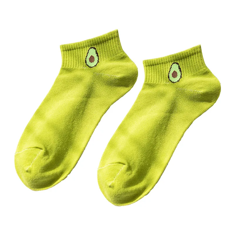 

5 Pairs of Ladies Socks Casual Fruit Socks Small Fresh Avocado Socks Solid Color Boat Socks Women Autumn and Winter Cotton Socks