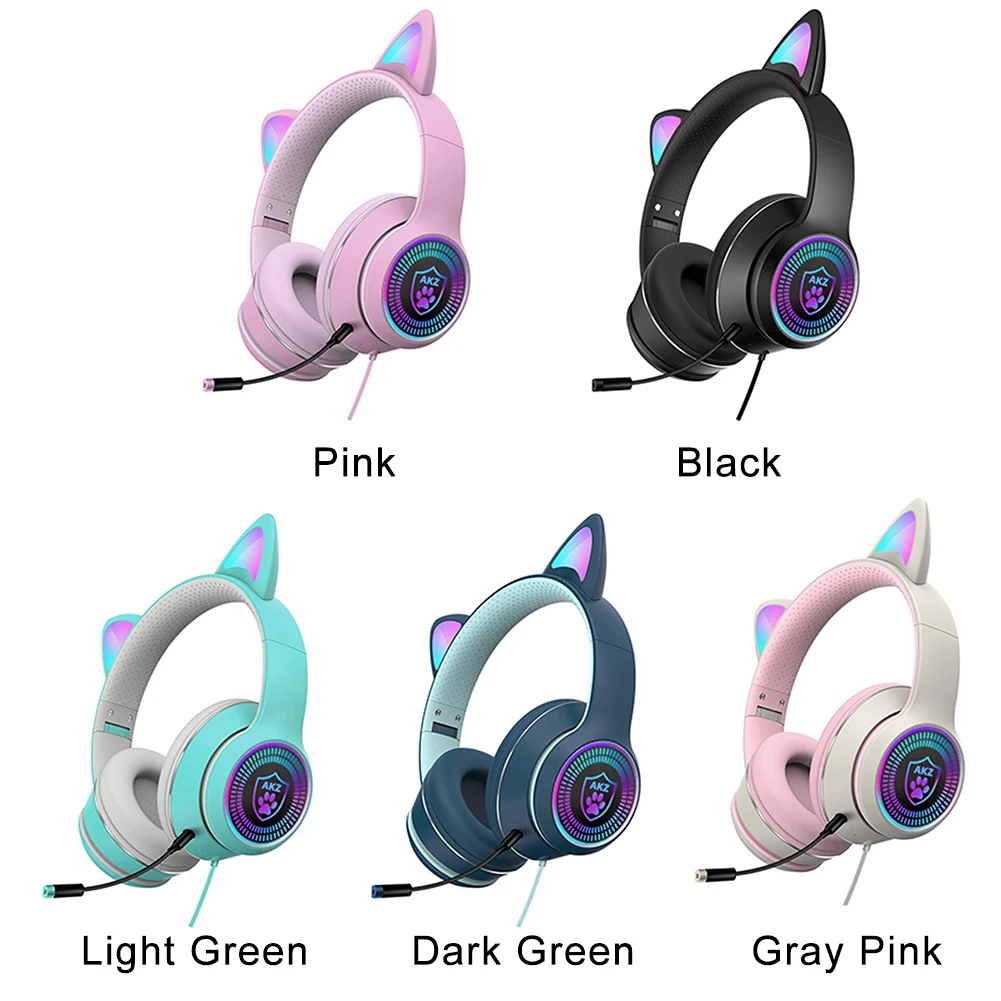 

Cute Car Ear Headset Noise Cancelling USB Wired RGB Light Gaming Headphones Foldable Portable Travel Earphone Headphone