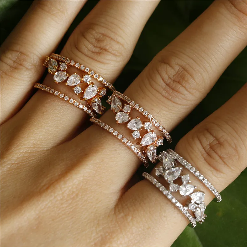 Uilz модные Micro Pave Цирконий кольцо для большого пальца женщин белые золотые