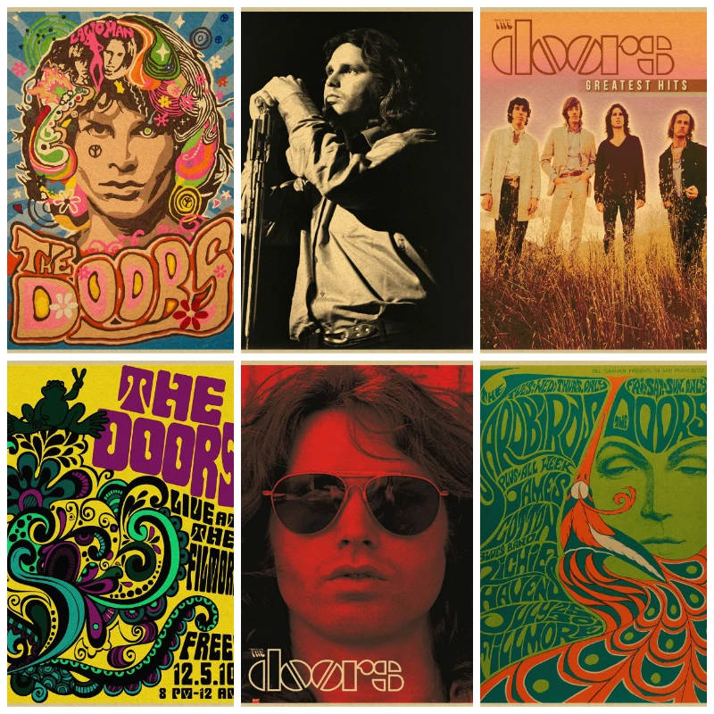 The Door Jim Morrison Винтаж Рок-Группа Music Guitar Matte Wall Art для домашнего декора винтажный