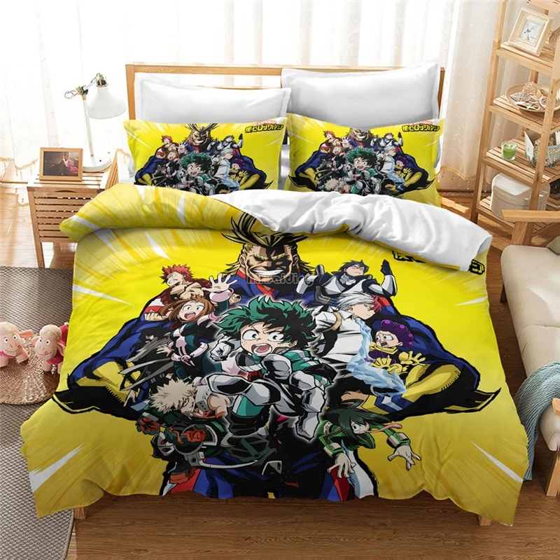 Комплект постельного белья Midoriya Izuku с 3d пододеяльником и принтом из аниме Моя