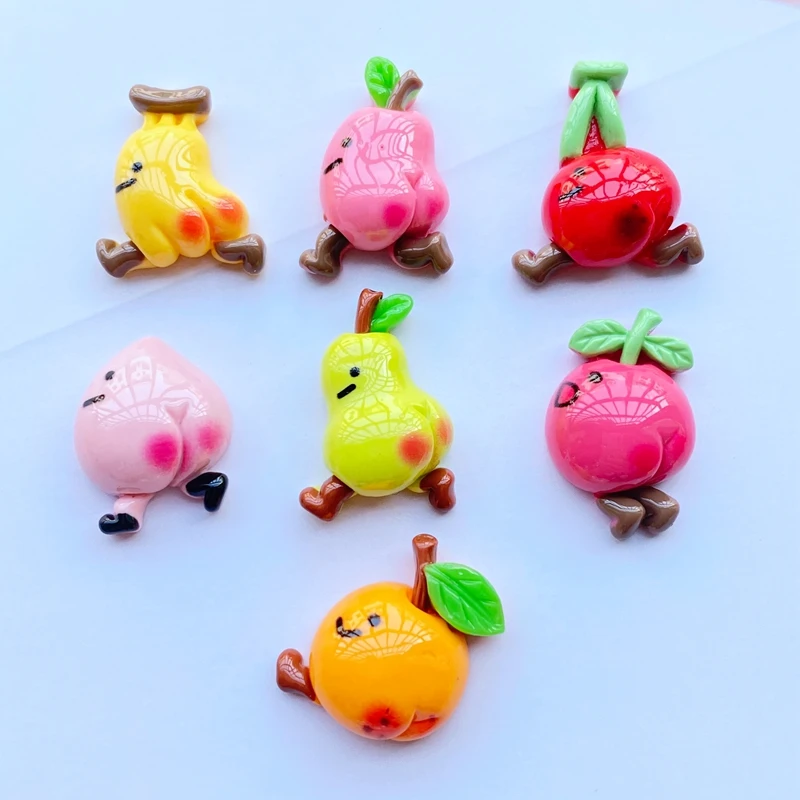 

14Pcs New Cute Cartoon Fruit Series Flat Back Resin Art Supply Decoration Charm Craft Hair Bow Accessories J59