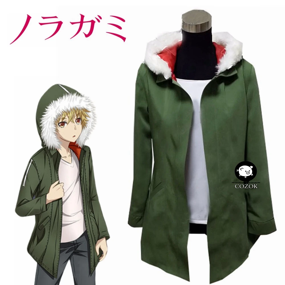 

Anime Noragami Yukine Olive Green Hooded Jacket Cosplay Costume Only Coat S-3XL Unisex Custom Size