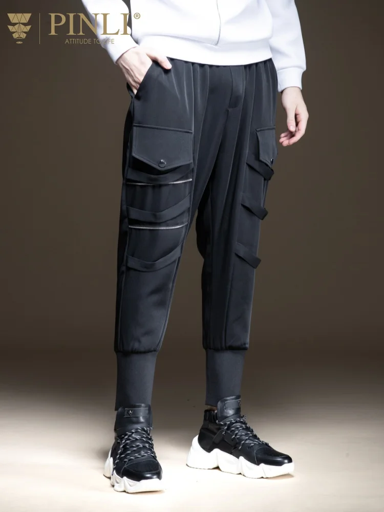 Спортивные штаны для бега Pinli осень 2019 новые мужские украшения тела чистый цвет