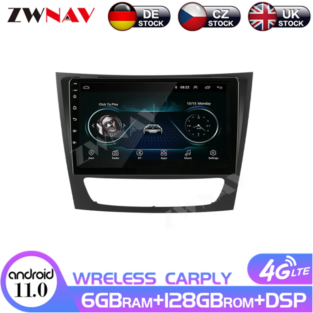 Автомобильный мультимедийный плеер 6 + 128 ГБ Android 10 для Mercedes Benz W211 E300 2001-2010 GPS Carplay 2 Din