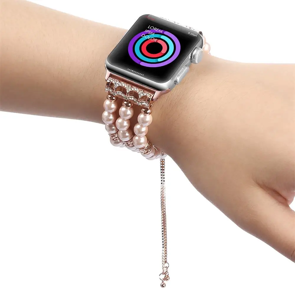 Ремешок с жемчугом для apple watch band 40 мм 44 браслет iwatch 38 42 аксессуары женщин sehire 3 4 5 se