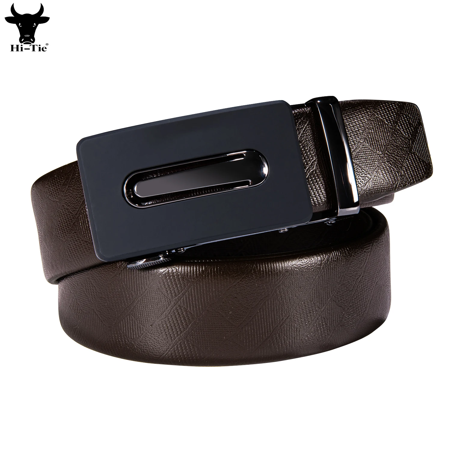 Designer Brown Cowhide Leather Mens Belts Black Automatic Buckles Ratchet Waist Belt Girdle for Men Dress Jeans Casual Formal