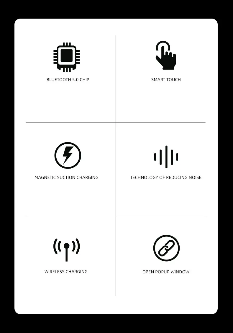 

WIreless Charging Case TWS Headsets Bluetooth Earphones With Call Noise Cancelling Feature White And Matte Black Color