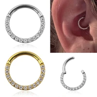 316l surgical steel septum clicker conch ring cartilage earring crystal cartilage hoop segment nose ring body piercing jewelry